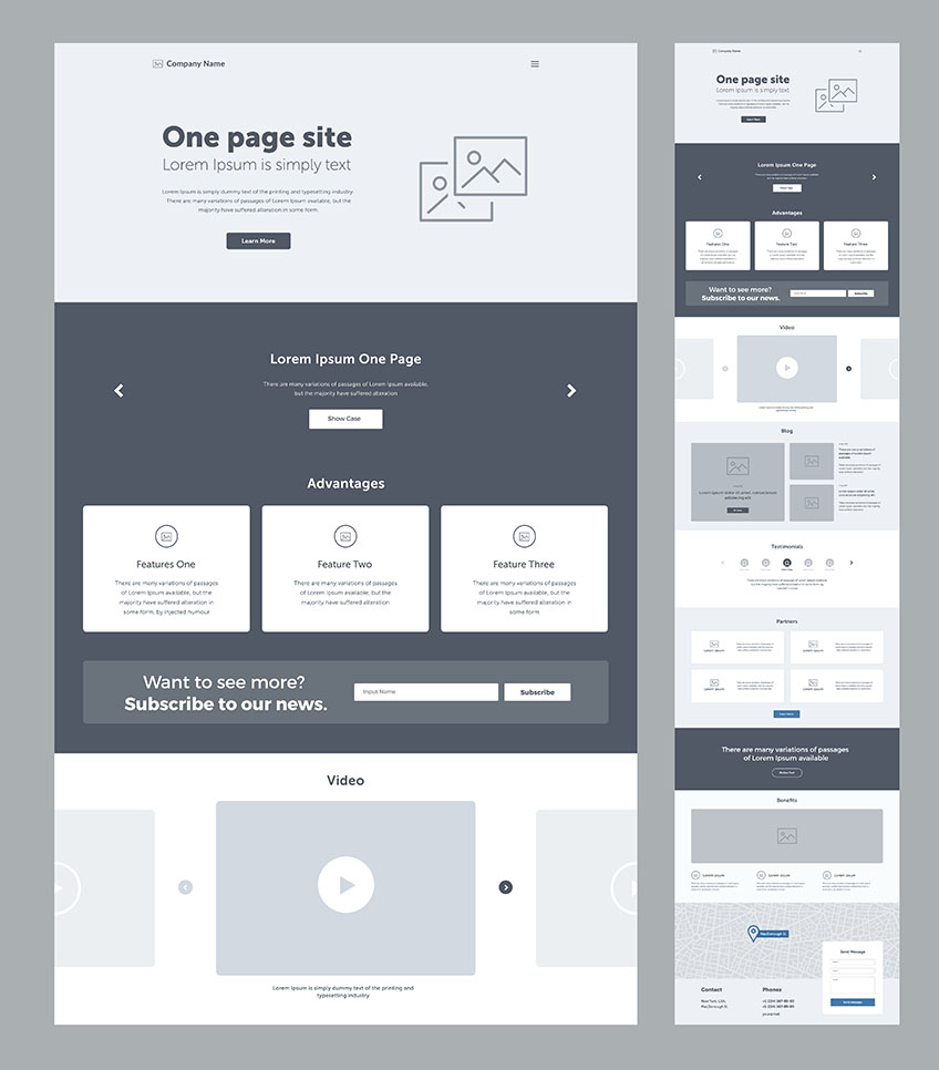 Landing page website design template for business