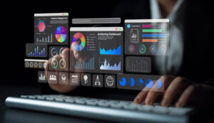 digital dashboard prominently showing engagement metrics and growth trends