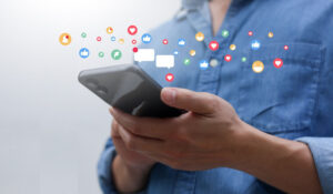 person browsing through social media on a mobile device