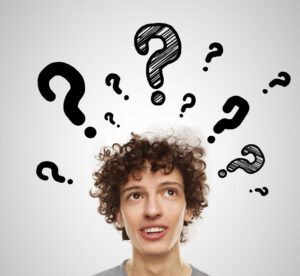 person (thinking) with a question mark above his/her head