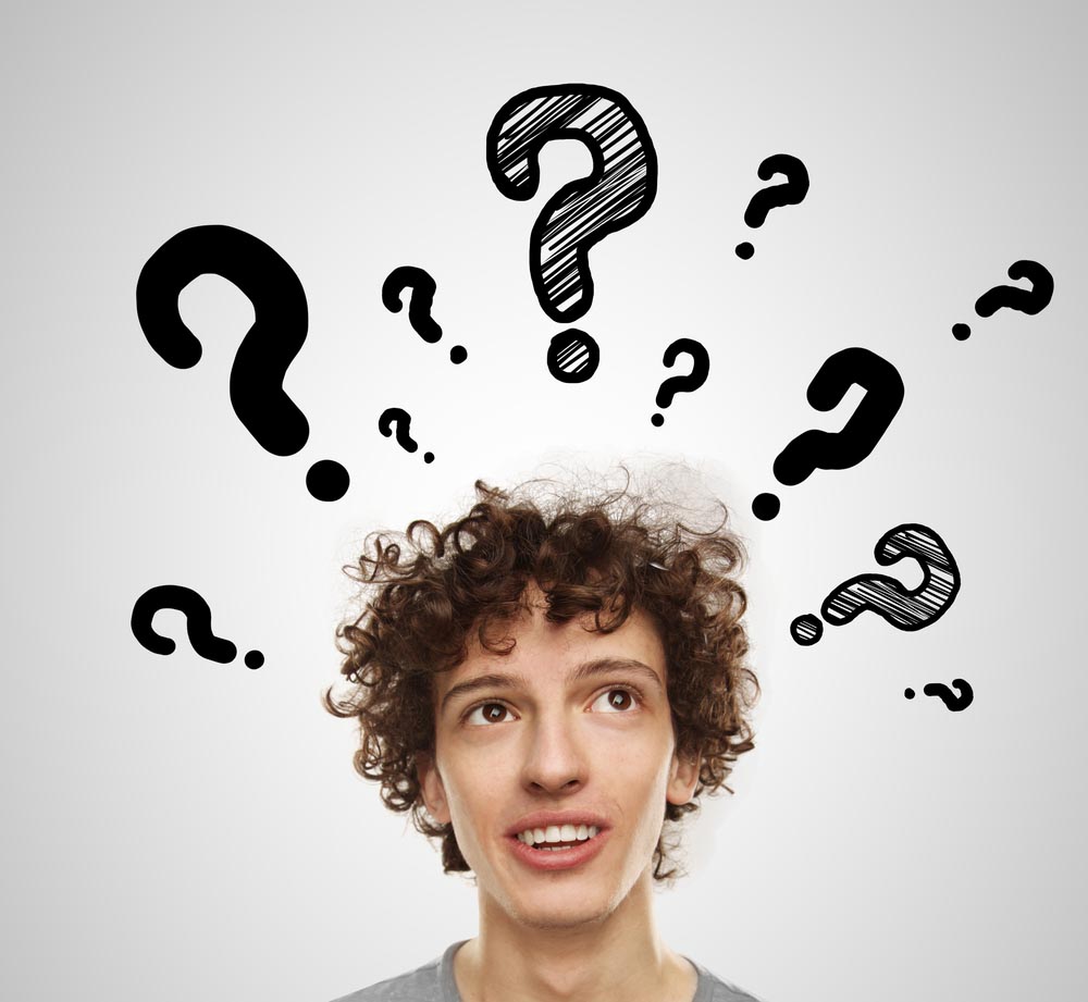 person (thinking) with a question mark above his/her head